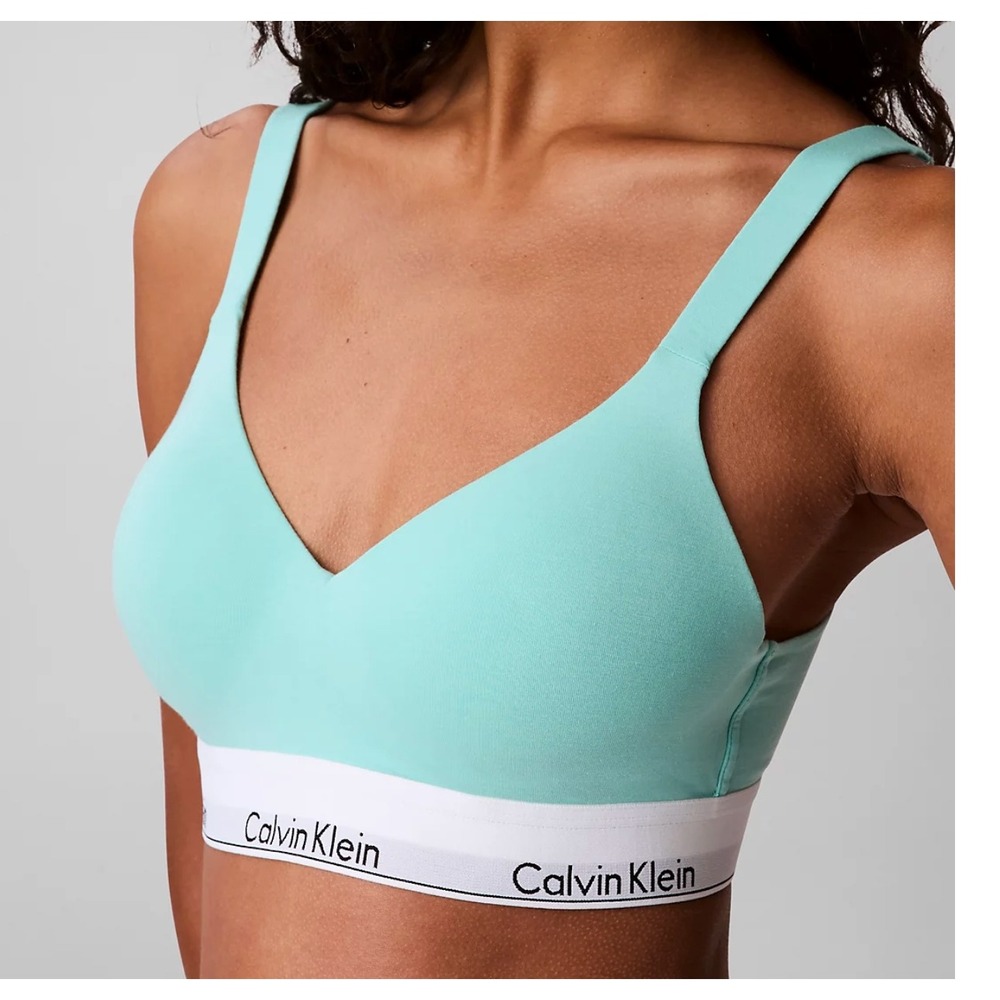 Calvin Klein Icon Cotton Modal Lift Bralette Mint Green QF7900 Womens Large NEW